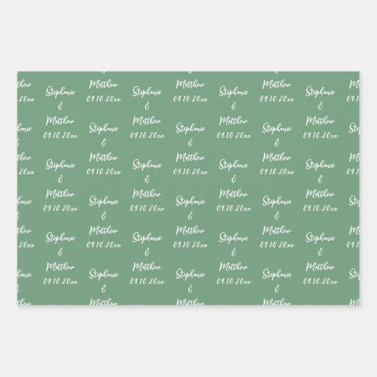 Elegante moderne bruid bruidegom namen bruiloften inpakpapier vel (Voorkant)