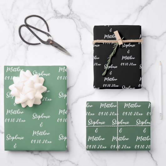 Elegante moderne bruid bruidegom namen bruiloften inpakpapier vel (Voorkant)