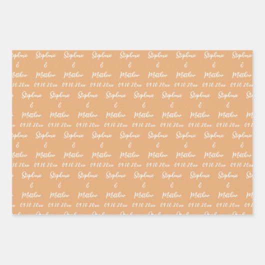 Elegante moderne bruid bruidegom namen bruiloften inpakpapier vel (Voorkant 3)