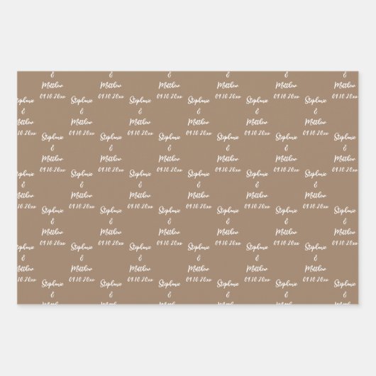 Elegante moderne bruid bruidegom namen bruiloften inpakpapier vel (Voorkant 2)