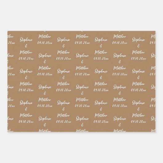 Elegante moderne bruid bruidegom namen bruiloften inpakpapier vel (Voorkant)