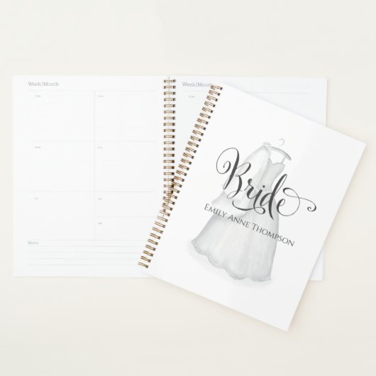 Elegante moderne bruids trouwjurk minimalistische  planner (Display)