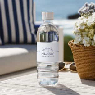 Elegante moderne bruidsfeest in marineblauw waterfles etiket