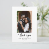 Elegante moderne bruiloft 2 foto bedankkaart (Staand voorkant)