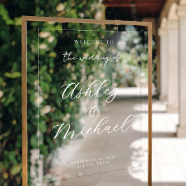 Elegante moderne bruiloft acryl welkomstbord bord