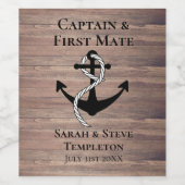 Elegante moderne bruiloft anker nautische zeilen wijn etiket (Enkel label)