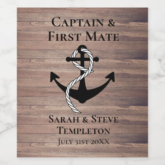 Elegante moderne bruiloft anker nautische zeilen wijn etiket (Enkel label)