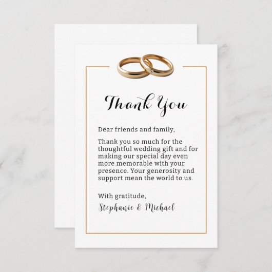 Elegante moderne bruiloft bands dank u kaart (Voorkant / Achterkant)