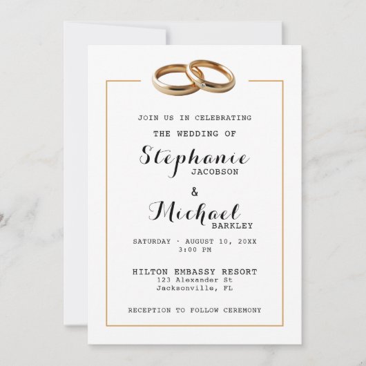 Elegante moderne bruiloft bands uitnodiging (Voorkant)