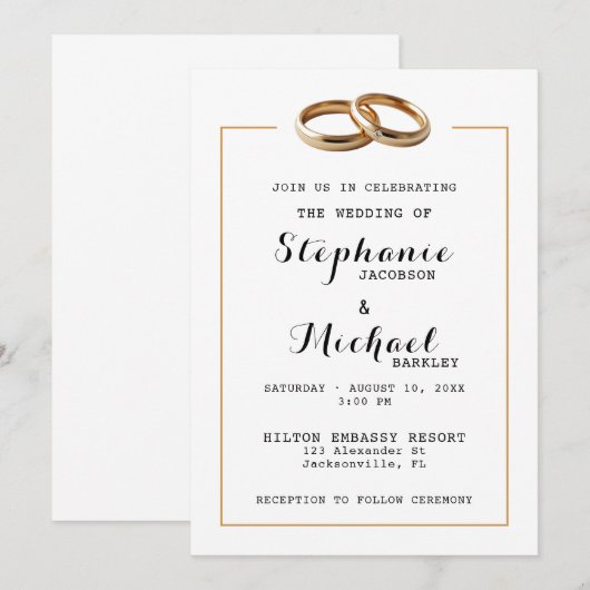 Elegante moderne bruiloft bands uitnodiging (Voorkant / Achterkant)