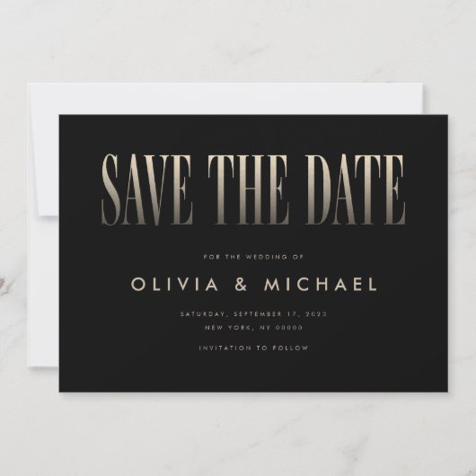 Elegante moderne bruiloft Bewaar de datum Save The Date (Voorkant)