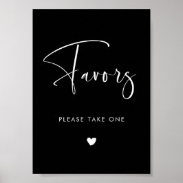 Elegante & Moderne bruiloft Black Favors teken Poster