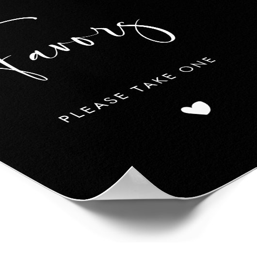 Elegante & Moderne bruiloft Black Favors teken Poster (Hoek)