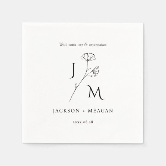 Elegante moderne bruiloft cocktail papier servet (Voorkant)