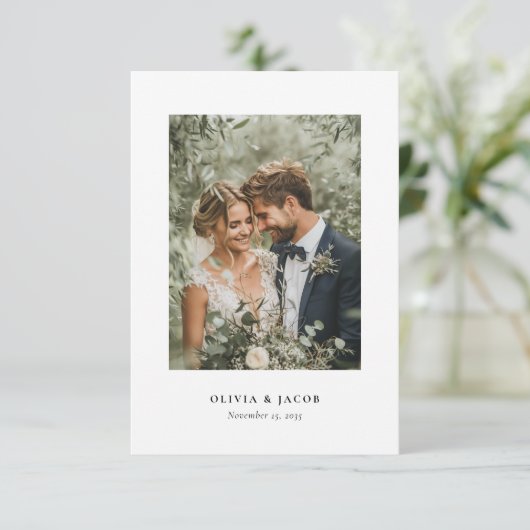 Elegante moderne bruiloft dank u kaart (Staand voorkant)