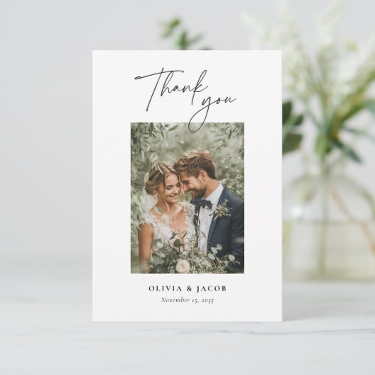Elegante moderne bruiloft dank u kaart (Staand voorkant)