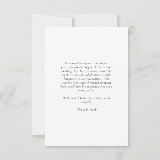 Elegante moderne bruiloft dank u kaart (Achterkant)