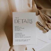 Elegante moderne bruiloft details informatiekaartje