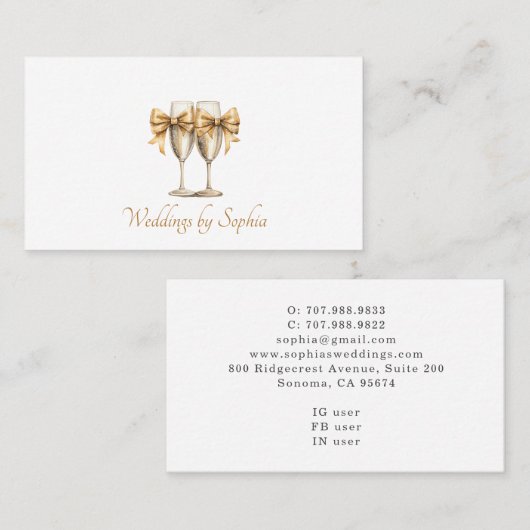 Elegante moderne bruiloft evenementenplanner visitekaartje (Voorkant / Achterkant)