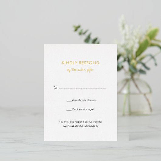 Elegante moderne bruiloft Folie RSVP-kaart Folie Uitnodiging Briefkaart (Staand Voorkant)