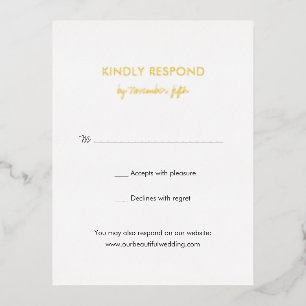 Elegante moderne bruiloft Folie RSVP-kaart Uitnodiging Briefkaart