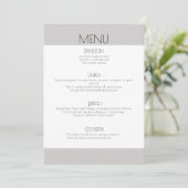 Elegante moderne bruiloft klassieke script menukaa menu (Staand voorkant)