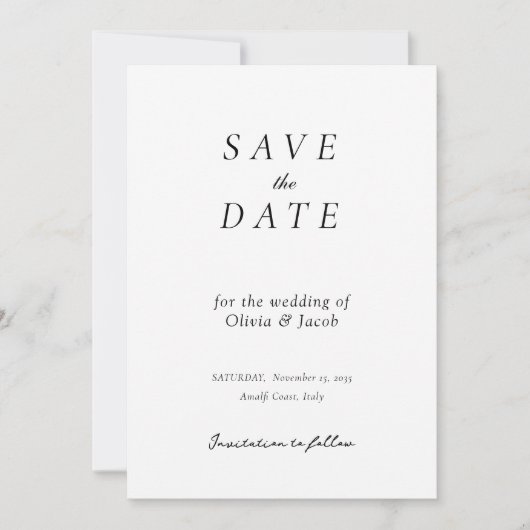Elegante moderne bruiloft met foto save the date (Voorkant)