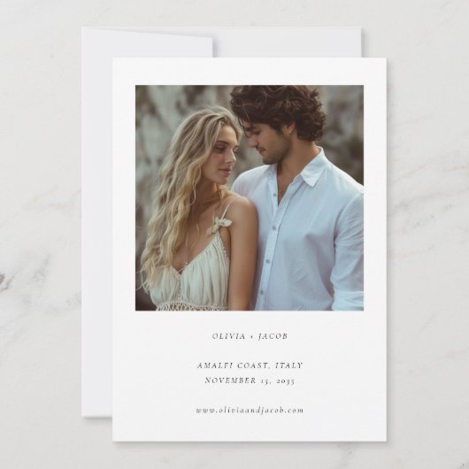 Elegante moderne bruiloft met foto save the date (Achterkant)