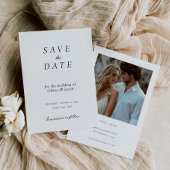 Elegante moderne bruiloft met foto save the date