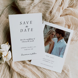 Elegante moderne bruiloft met foto save the date