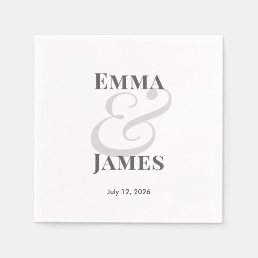 Elegante moderne bruiloft met namen | dadelcocktai servet (Voorkant)