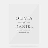 Elegante moderne bruiloft minimalistische welkomst acryl bord (Voorkant)