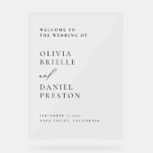 Elegante moderne bruiloft minimalistische welkomst acryl bord (Voorkant)