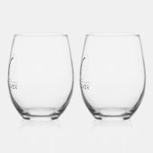 Elegante moderne bruiloft monogram wijnglas zonder voet (Links)