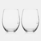 Elegante moderne bruiloft monogram wijnglas zonder voet (Rechts)