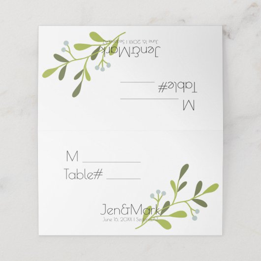 Elegante moderne bruiloft. Plaatshouder. tafelnumm Plaatskaartje (Buitenkant ongevouwen)