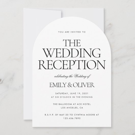 Elegante moderne bruiloft receptie partij kaart (Voorkant)