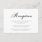 Elegante moderne bruiloft receptie zwart-wit informatiekaartje (Voorkant)