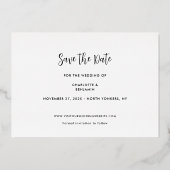 Elegante moderne bruiloft Save the Date aankondigi Folie Uitnodiging (Achterkant)
