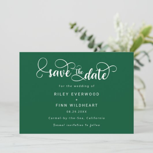 Elegante moderne bruiloft save the date uitnodigin (Staand voorkant)