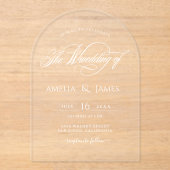 Elegante moderne bruiloft transparant script ontwe acryl uitnodigingen (Voorkant)