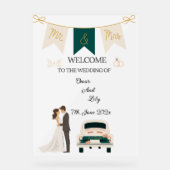 Elegante moderne bruiloft welkom acryl teken. acryl bord (Voorkant)