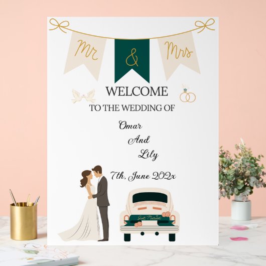 Elegante moderne bruiloft welkom acryl teken. acryl bord (Huwelijk)