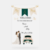 Elegante moderne bruiloft welkom acryl teken. acryl bord (Voorkant)