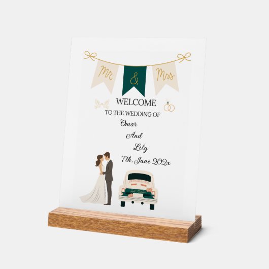 Elegante moderne bruiloft welkom acryl teken. acryl bord (Hoek)