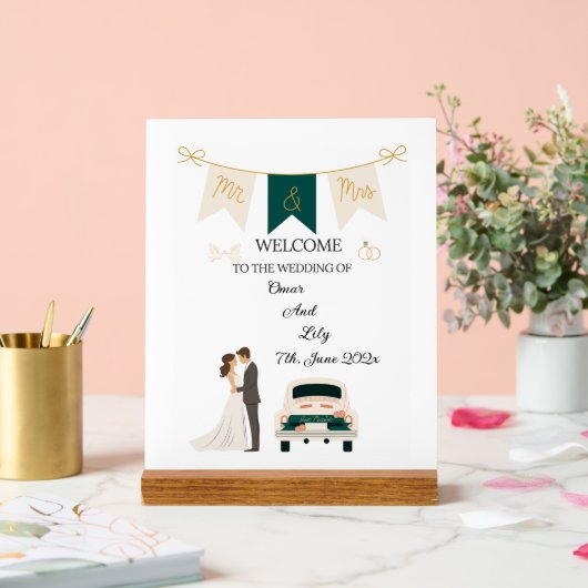 Elegante moderne bruiloft welkom acryl teken. acryl bord (Huwelijk)