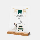 Elegante moderne bruiloft welkom acryl teken. acryl bord (Hoek)