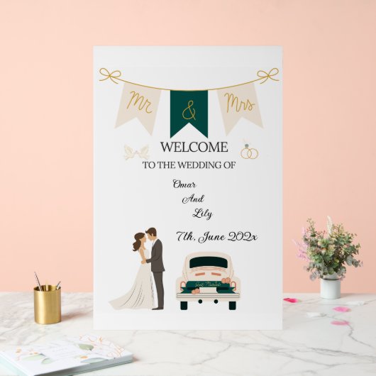 Elegante moderne bruiloft welkom acryl teken. acryl bord (Huwelijk)