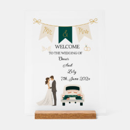 Elegante moderne bruiloft welkom acryl teken. bord