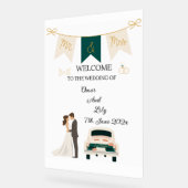 Elegante moderne bruiloft welkom acryl teken. bord (Hoek)